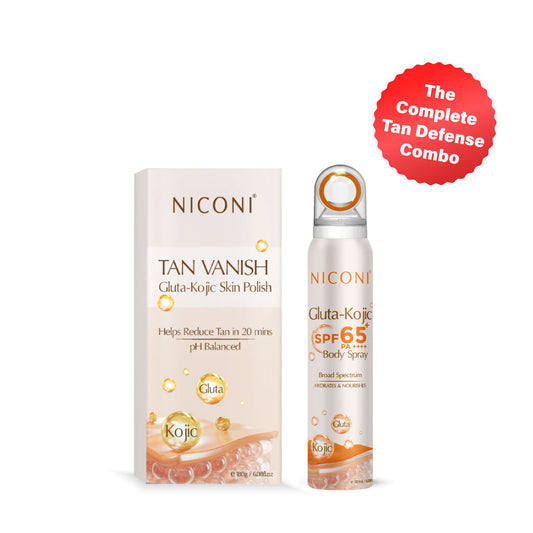 Niconi Tan Vanish Gluta-Kojic Skin Polish & Niconi Gluta-Kojic SPF 65+ PA++++ Body Spray Combo