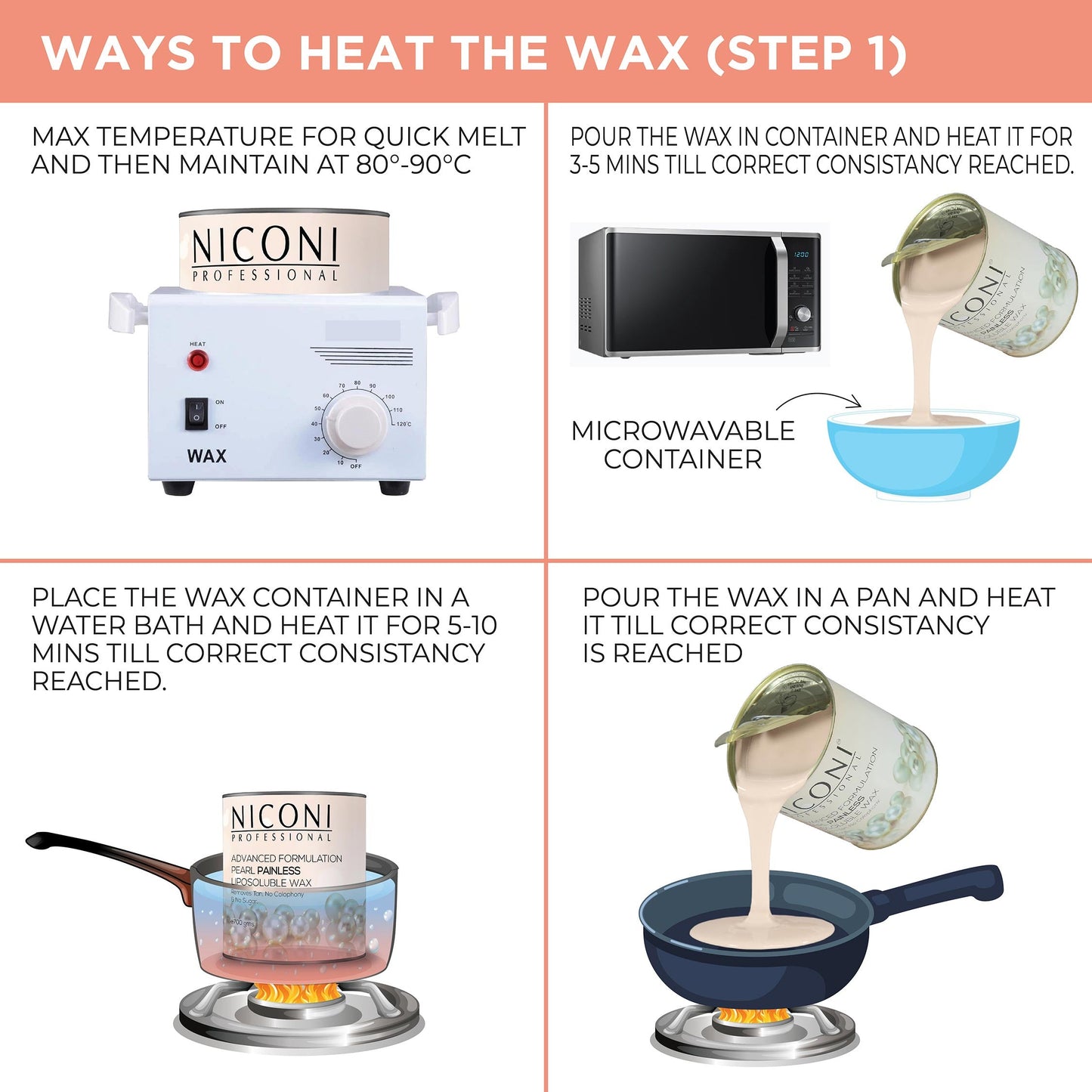 NICONI Painless Liposoluble Wax for Hair Removal (Pearl)