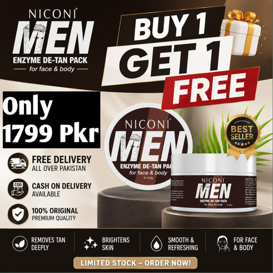 NICONI Men Enzyme De-Tan Pack For Face & Body | Buy 1 Get 1 Free🥳